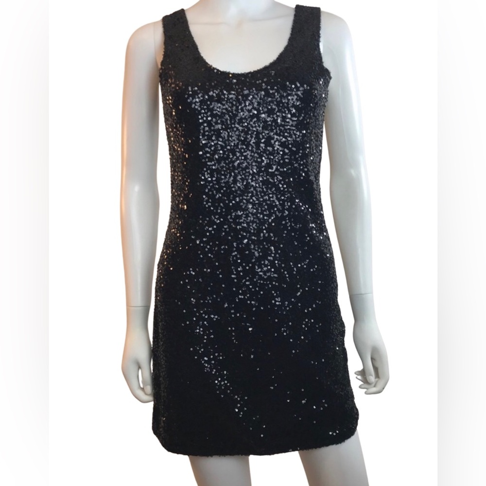Fora Black Fully Sequined Mini Dress